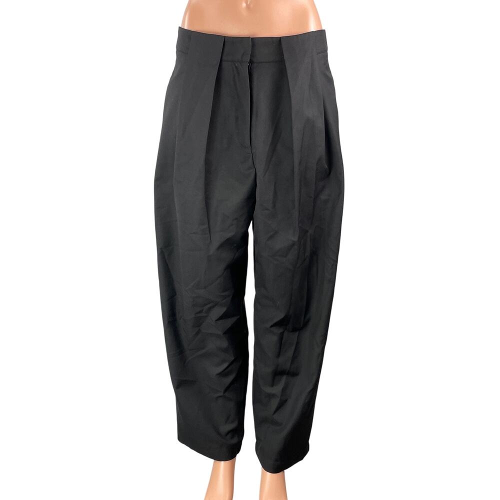 Lioness Women's Black High Rise Pleated Barrel Baggy Trousers Pants Size M